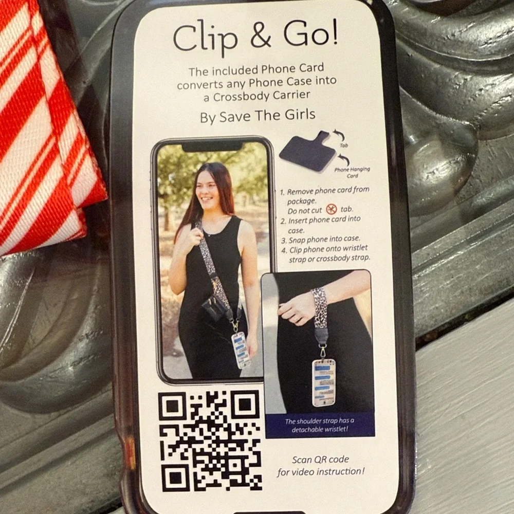Clip & Go Crossbody Phone Strap Striped Red and White Candy Cane Christmas
